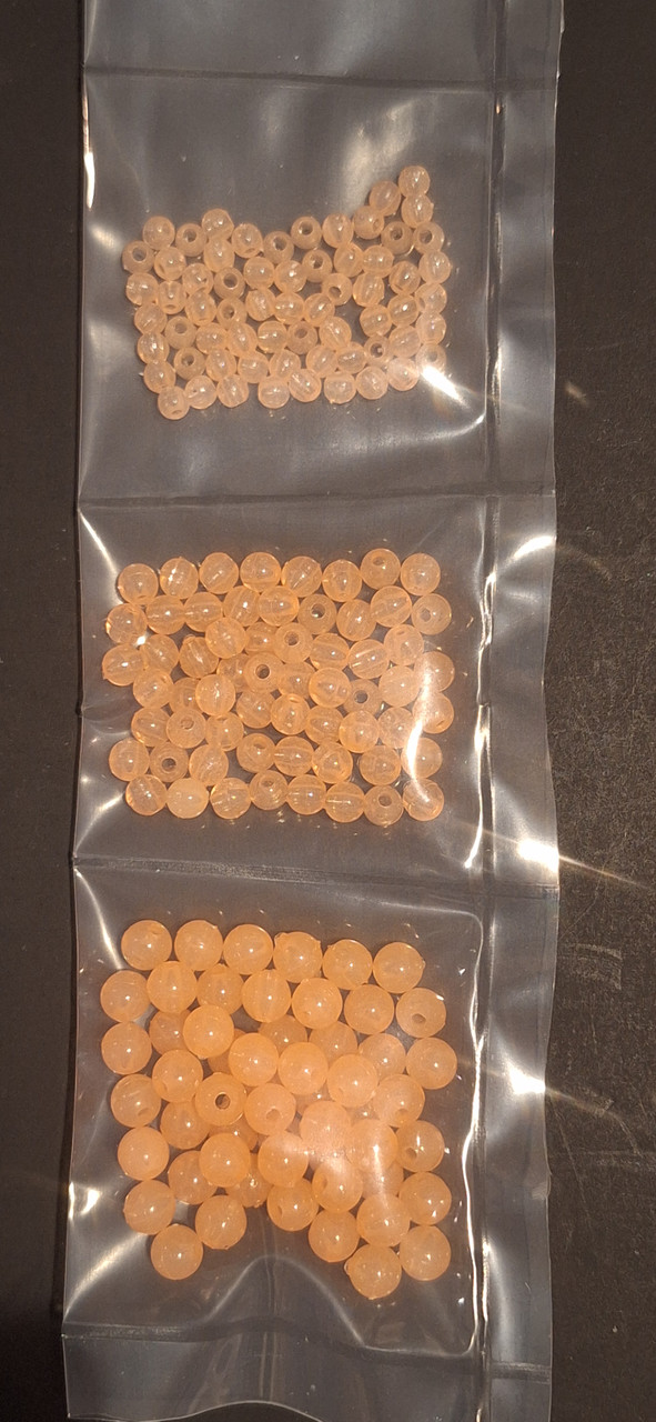 Mixed Size of Fishing Beads Round Orange Glow, 4mm, 5mm, and 6mm, 150/PK