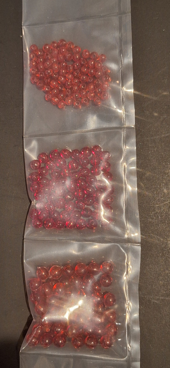 Mixed Size of Fishing Beads Round Ruby Red, 4mm, 5mm, and 6mm, 150/PK