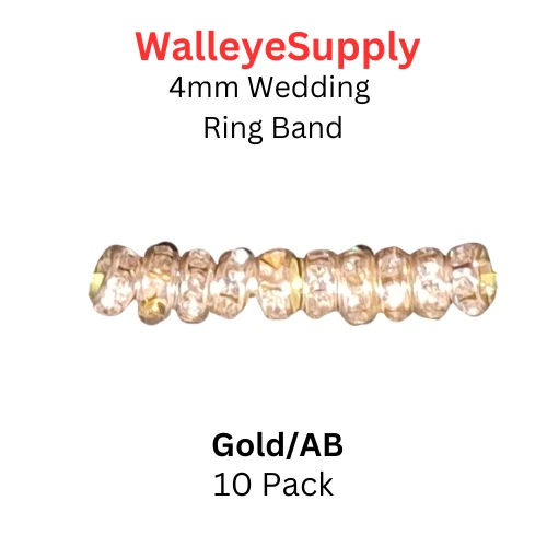 Wedding Ring Lure Beads 4mm GOLD/ DIAMOND