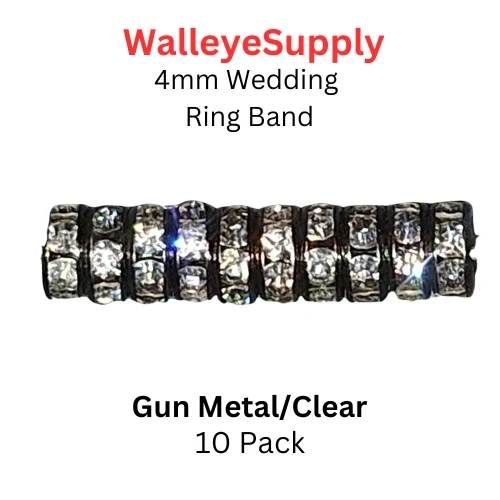 Wedding Ring Lure Beads 4mm GUNMENTAL/DIAMOND