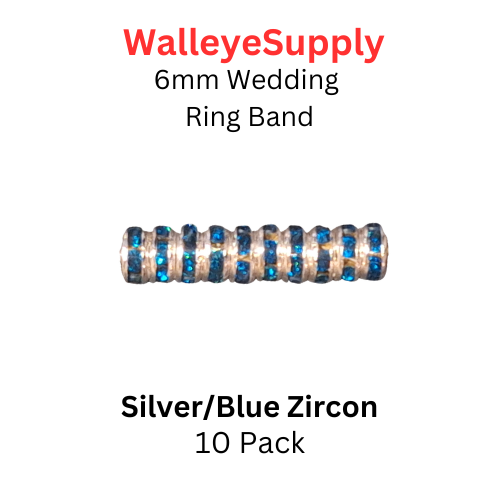 Wedding Ring Lure Beads 8mm GOLD/BLUE ZIRCON