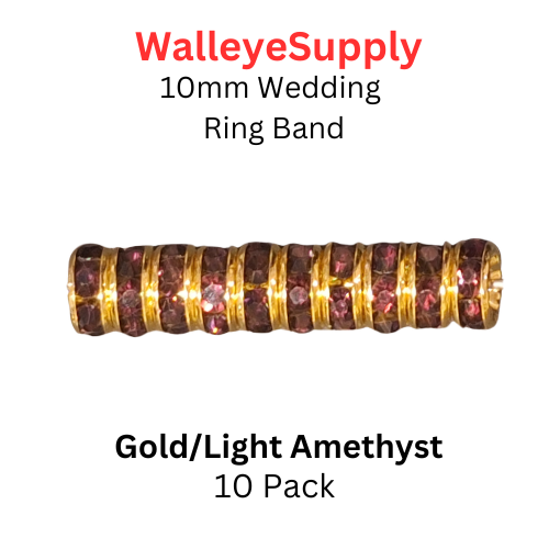 Wedding Ring Lure Beads 10mm GOLD/LIGHT AMETHYST