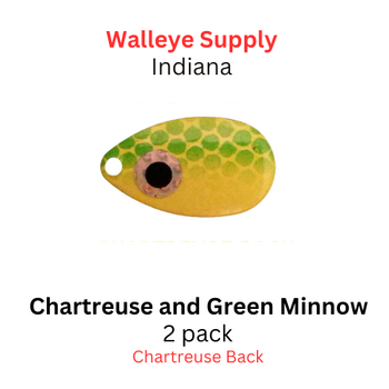 #5 INDIANA Chartreuse and Green Minnow Blade 2 Pack 