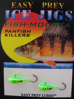 ICE FISHING JIGS #8 SHRIMP MOOSKA CHART-GREEN / EASY PREY LURES