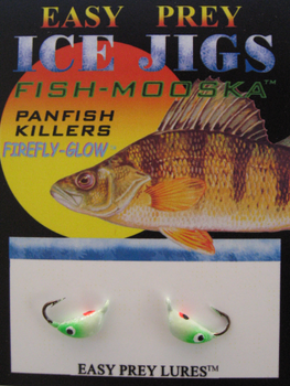 ICE FISHING JIGS #10 BUG MOOSKA GLOW/GREEN / EASY PREY LURES