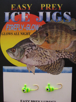 ICE FISHING JIGS #12 MICRO MINNOW CH/GREEN GLOW TIGER / EASY PREY LURES