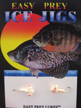ICE FISHING JIGS #12 HORIZONTAL LARVE RED GLOW / EASY PREY LURES