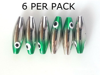 Lure Beads minnow SILVER PLATED METALLIC GREEN HEAD