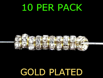 Wedding Ring Lure Beads 6mm GOLD/DIAMOND