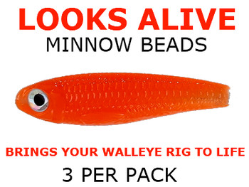 Looks Alive Minnow beads NEON ORANGE for walleye harnesses