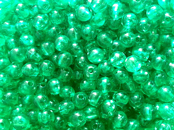 Green translucent fishing beads