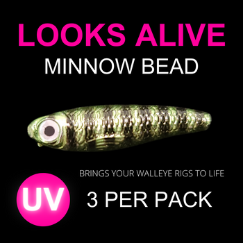 Looks Alive Minnow Bead METALLIC GREEN ZEBRA 3pk 