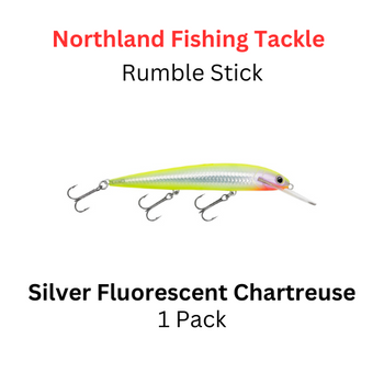 NORTHLAND FISHING TACKLE: Rumble B Crankbait size 9 color SILVER FLUORESCENT CHARTREUSE