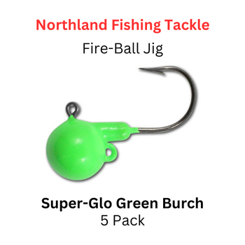 NORTHLAND FISHING TACKLE: Fire-ball Jig Head 1/8oz SUPER-GLOW GREEN BURCH