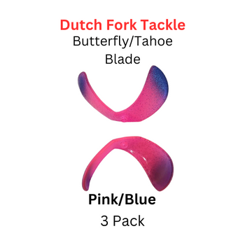 DUTCH FORK TACKLE: Butterfly Blade size 2 Pink/Blue UV 3 Pack