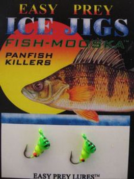 ICE FISHING JIGS #10 GRUB MOOSKA CHART/GREEN/ EASY PREY LURES