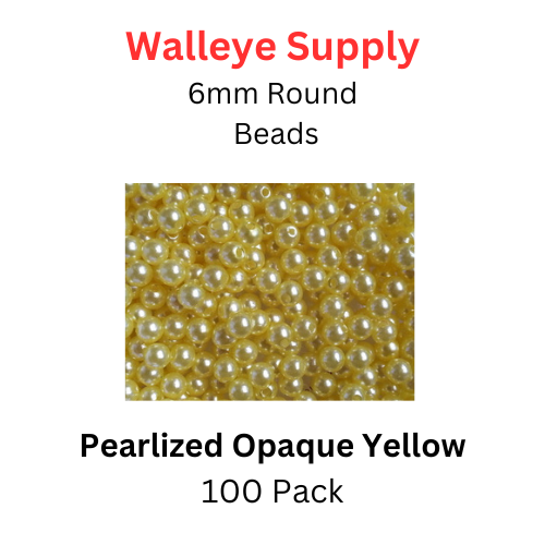 6mm Fishing Lure Beads PEARLIZED OPAQUE YELLOW 100/PK