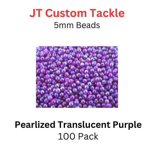 JT Custom Tackle 5mm Beads: Pearlized Translucent Purple 100/PK