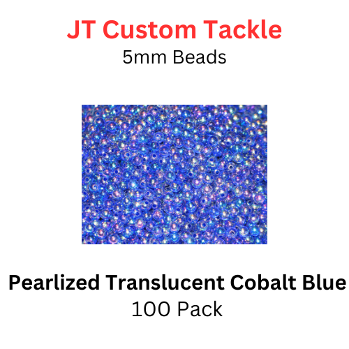 JT Custom Tackle 5mm Beads: Pearlized Translucent Cobalt Blue 100/PK