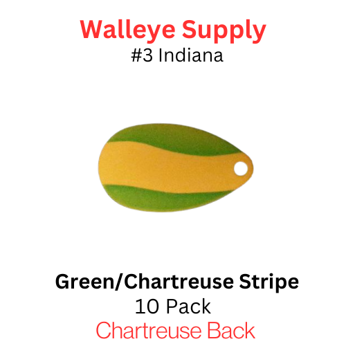 #3 Indiana Spinner Blade Green with Chartreuses Stripe
