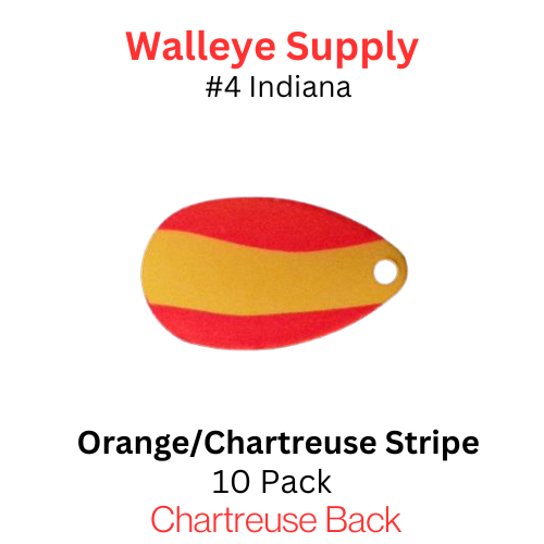 #4 Indiana Spinner Blade Orange with Chartreuse Stripe