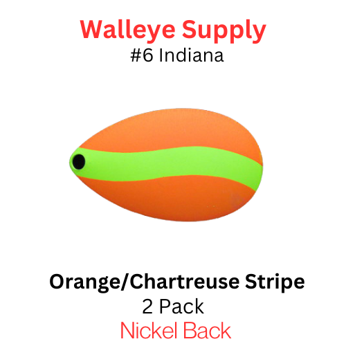 #6 Indiana Spinner Blade Orange with Chartreuse Stripe