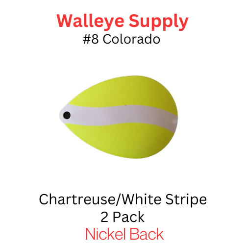 #8 Deep Cup Colorado Spinner Blade Chartreuse with white Stripe