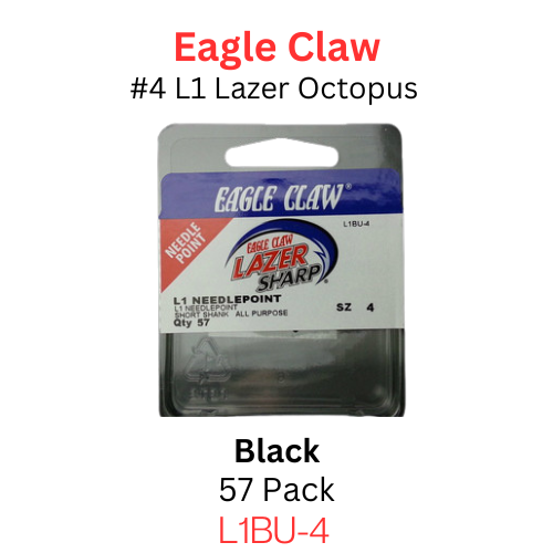 EAGLE CLAW #4 L1 Lazer Octopus Hooks BLACK
