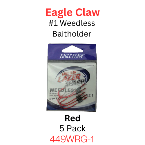 EAGLE CLAW #1 Weedless Baitholder Hooks 499W RED