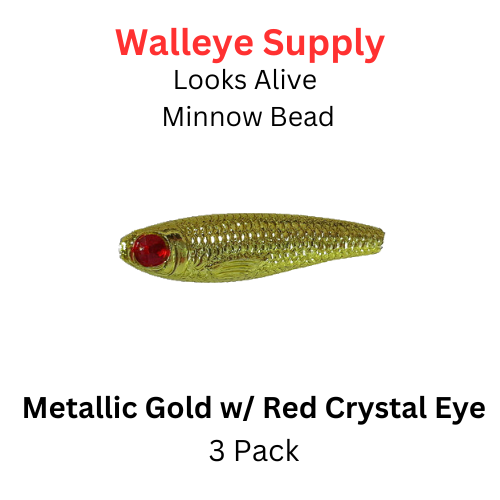 Looks Alive Minnow Beads METALLIC GOLD w/ RED CRYSTAL EYE