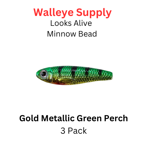 Looks Alive Minnow Beads METALLIC GOLD GREEN PERCH