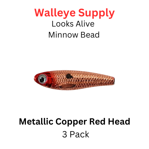 Looks Alive Minnow Beads METALLIC COPPER RED HEAD