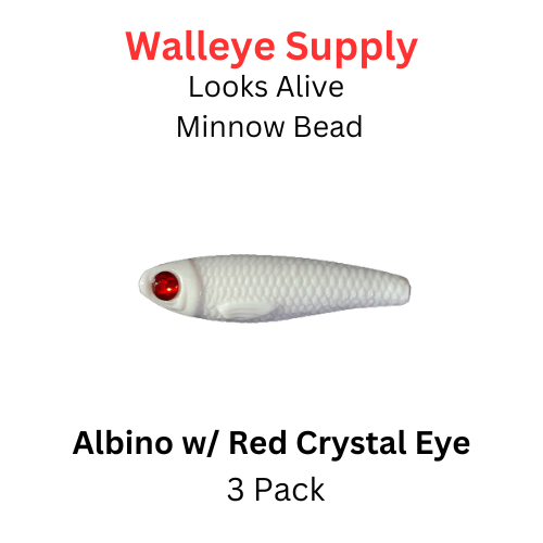 Looks Alive Minnow Beads ALBINO w/ RED CRYSTAL EYE