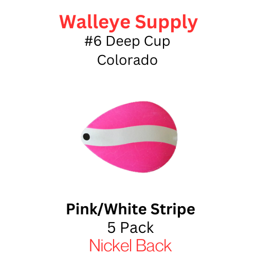 DEEP CUP COLORADO spinner blades #6 PINK/WHITE STRIPE