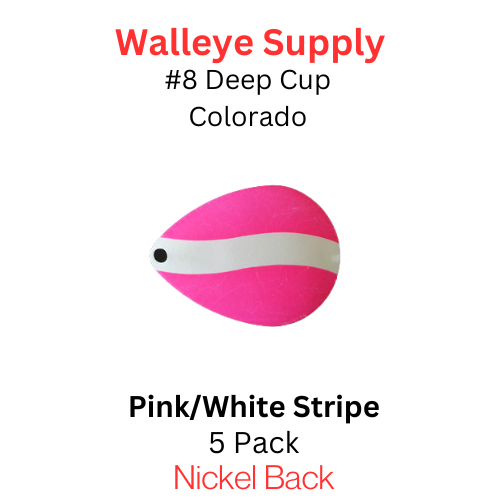 DEEP CUP COLORADO spinner blades #8 PINK/WHITE STRIPE