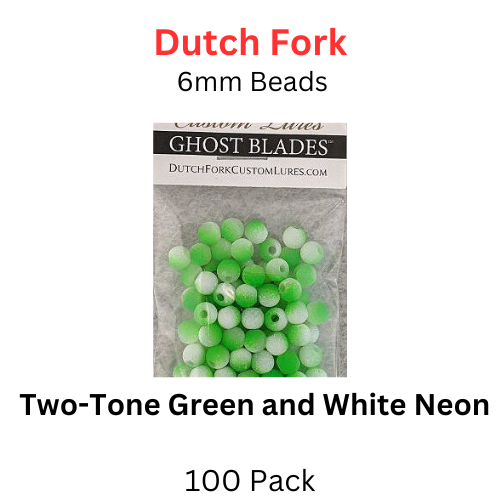 6mm Two-Toned neon GREEN and WHITE beads 100 PK