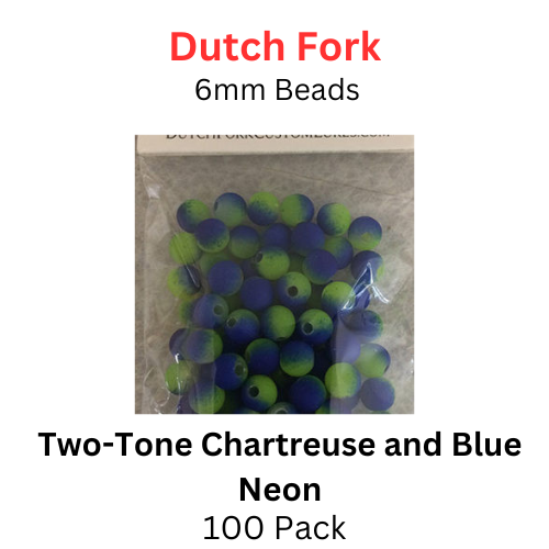 Dutch Fork Two-toned Chartreuse and Blue Neon 6mm Beads