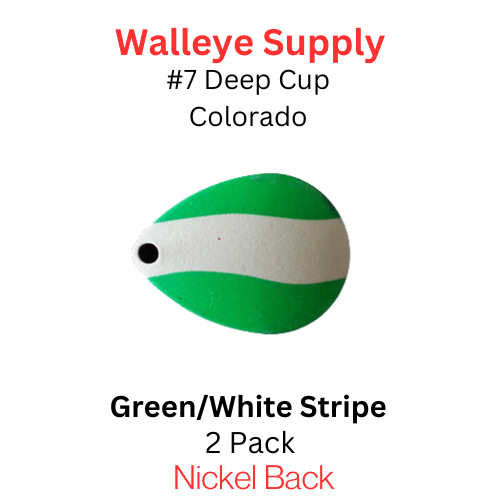 Deep Cup Colorado Spinner Blade #7 Green with White Stripe