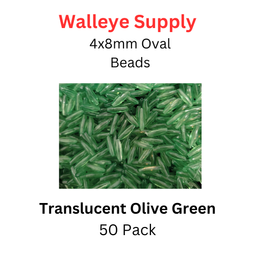 4X8 OVAL TRANSLUCENT OLIVE GREEN LURE BEADS