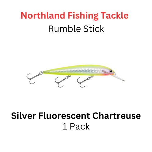 NORTHLAND FISHING TACKLE: Rumble B Crankbait size 9 color SILVER FLUORESCENT CHARTREUSE