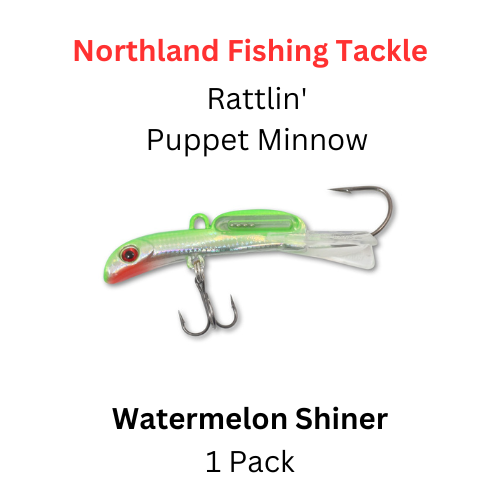 Northland Fishing Tackle: 1/4 oz RATTLIN' PUPPET MINNOW Watermelon Shiner Northland Fishing Tackle: 1/4 oz RATTLIN' PUPPET MINNOW Watermelon Shiner