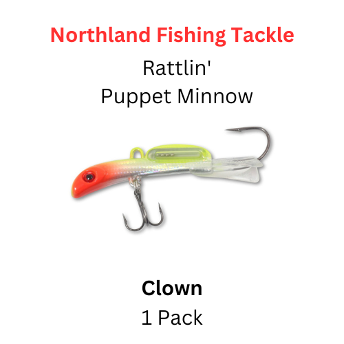 Northland Fishing Tackle: 1/4 oz RATTLIN' PUPPET MINNOW Clown Northland Fishing Tackle: 1/4 oz RATTLIN' PUPPET MINNOW Clown