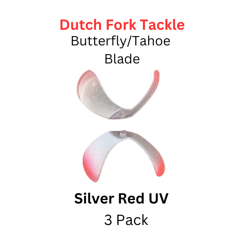DUTCH FORK TACKLE: Butterfly Blade size 2 Silver Red UV 3 Pack