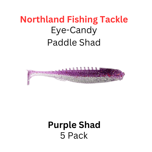 NORTHLAND FISHING TACKLE Eye Candy Paddle Shad Purple Shad 5/pk NORTHLAND FISHING TACKLE Eye Candy Paddle Shad Purple Shad 5/pk
