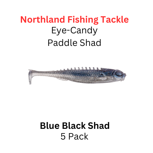 NORTHLAND FISHING TACKLE Eye Candy Paddle Shad Blue Black Shad 5/pk NORTHLAND FISHING TACKLE Eye Candy Paddle Shad Blue Black Shad 5/pk