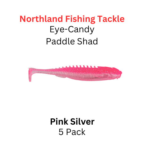 NORTHLAND FISHING TACKLE Eye Candy Paddle Shad Pink Silver 5/pk  NORTHLAND FISHING TACKLE Eye Candy Paddle Shad Pink Silver 5/pk
