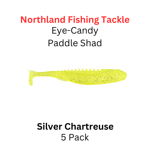 NORTHLAND FISHING TACKLE Eye Candy Paddle Shad Silver Chartreuse 5/pk  NORTHLAND FISHING TACKLE Eye Candy Paddle Shad Silver Chartreuse 5/pk