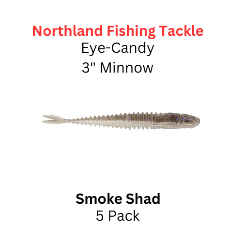 NORTHLAND FISHING TACKLE Eye Candy 3" Minnow Smoke Shad 5/pk