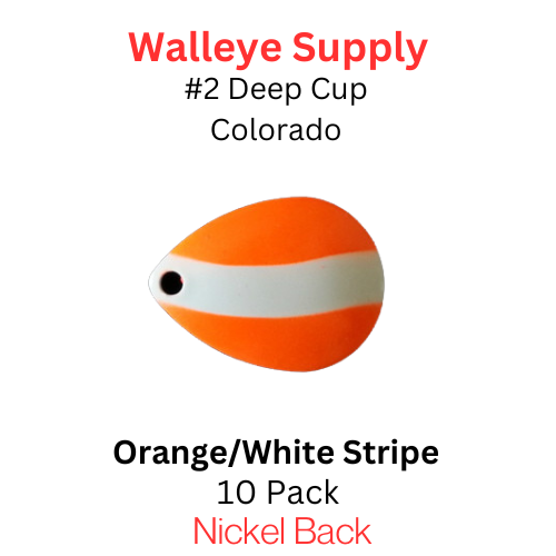 #2 Deep Cup Colorado Spinner Blade Orange with White Stripe