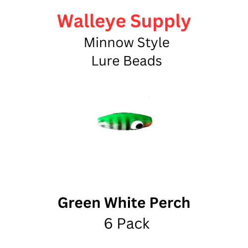 Minnow Style Lure Bead GREEN and WHITE PERCH 6/PK